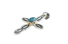 Load image into Gallery viewer, 18k Gold and Silver Cross Pendant Stamped and Signed Matthew Charley