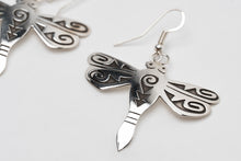 Load image into Gallery viewer, Navajo Handcrafted Silver Overlay Dragonfly Earrings