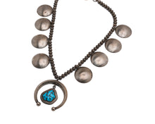 Load image into Gallery viewer, Matthew Charley Squash Blossom Necklace with Large Turquoise Stone