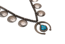 Load image into Gallery viewer, Matthew Charley Squash Blossom Necklace with Large Turquoise Stone