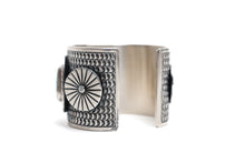 Load image into Gallery viewer, Silver ring with intricate design on a white background