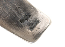 Load image into Gallery viewer, Closeup of artist's Hallmark stamp inside a silver bracelet