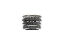 Load image into Gallery viewer, Silver Coin Stamped Edge Tufa Cast Ring By Navajo Harrison Jim