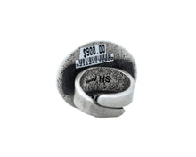 Load image into Gallery viewer, Ruffled Disc Ring with a Sleeping Beauty Turquoise By Navajo Silversmith Herman Smith