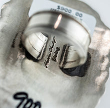 Load image into Gallery viewer, Flat Oxidized Stamped Ring by Navajo Silversmith Matthew Charley