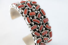 Load image into Gallery viewer, Coral Clustered Cuff by Navajo Silversmith Tiffany Jones