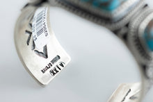 Load image into Gallery viewer, Inside view of year mark and "sterling" mark with a small stamp "Navajo", placed on a white background