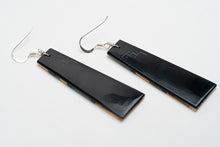 Load image into Gallery viewer, Black rectangular Zuni earrings on a white background