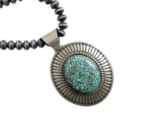 Load image into Gallery viewer, Navajo Pearl Necklace with Kingman Turquoise Pendant by Matthew Charley