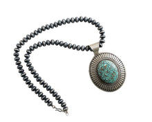 Load image into Gallery viewer, Navajo Pearl Necklace with Kingman Turquoise Pendant by Matthew Charley