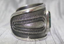 Load image into Gallery viewer, A bold sand-cast cuff featuring intricate textures and patterns, Side Profile. The design reflects a balance of rugged craftsmanship and refined artistry.