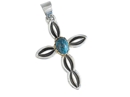 18k Gold and Silver Cross Pendant Stamped and Signed Matthew Charley