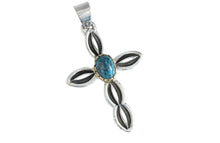 Load image into Gallery viewer, 18k Gold and Silver Cross Pendant Stamped and Signed Matthew Charley
