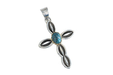Load image into Gallery viewer, 18k Gold and Silver Cross Pendant Stamped and Signed Matthew Charley
