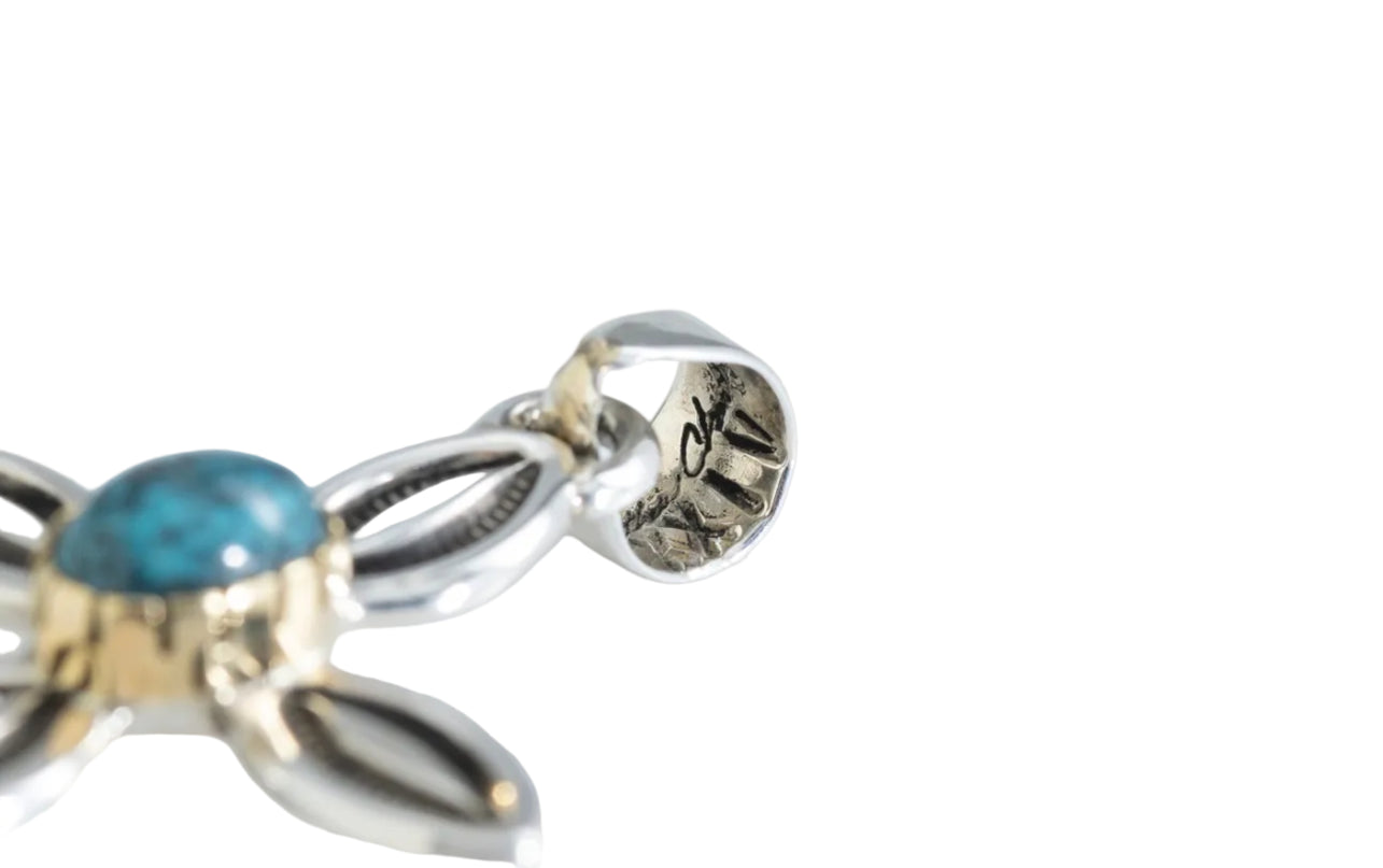 18k Gold and Silver Cross Pendant Stamped and Signed Matthew Charley