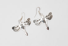 Load image into Gallery viewer, Navajo Handcrafted Silver Overlay Dragonfly Earrings
