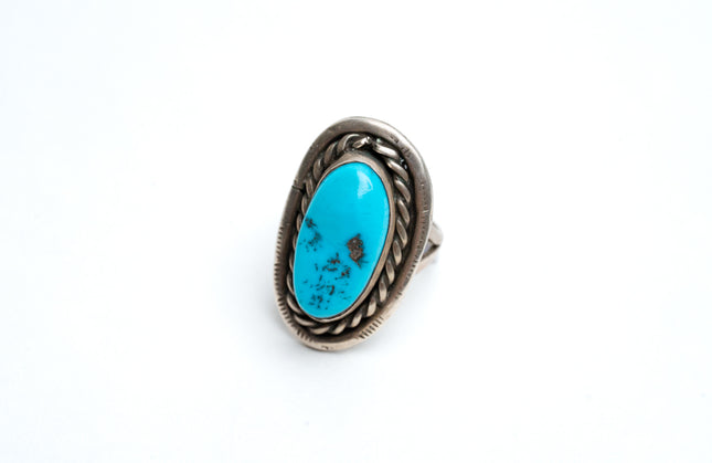 Navajo Silver Sleeping Beauty Turquoise Ring