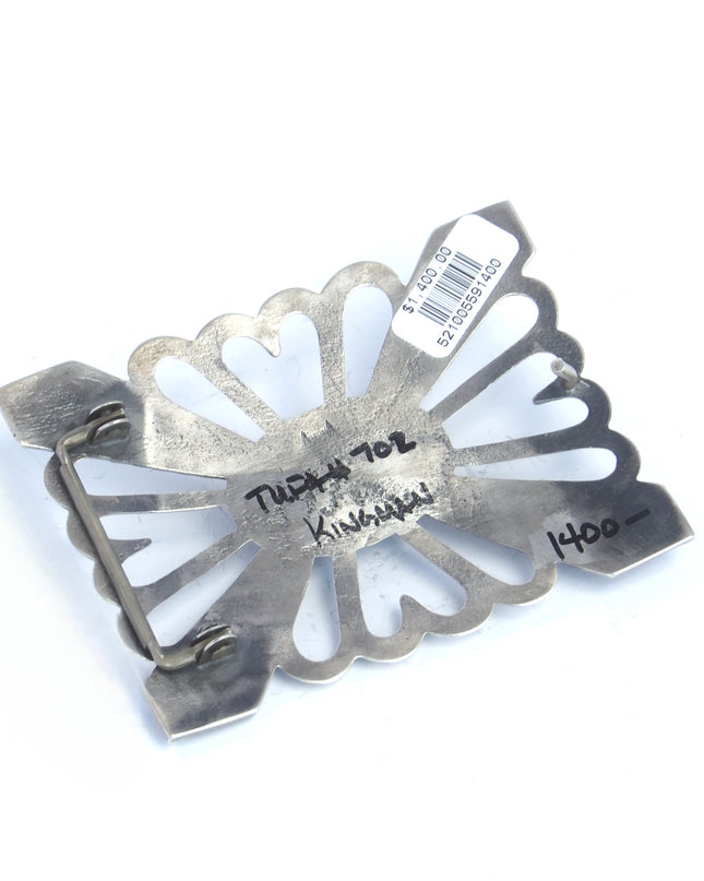 Silver tufa cast buckle back side