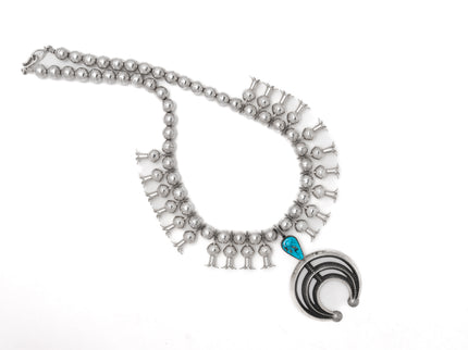 Harrison Jim Navajo Squash Blossom with Morenci Turquoise Gemstone