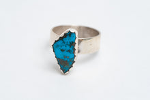 Load image into Gallery viewer, Authentic silver ring with a Kingman turquoise gemstone on a white background
