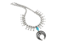 Load image into Gallery viewer, Harrison Jim Navajo Squash Blossom with Morenci Turquoise Gemstone
