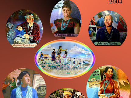 Circle of Light Book Cover which features seven images of murals of prominent Navajo figures
