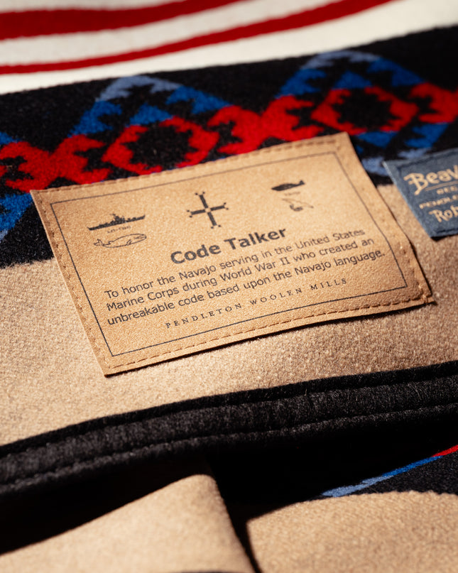 Pendleton blanket Code Talker Label "To honor the Navajo serving"