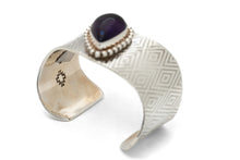 Load image into Gallery viewer, Benson Manygoats Diamond Stamped Bracelet with Sugalite Stone

