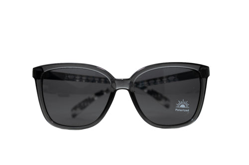 Dark grey Pendleton sunglasses with a polarized sticker on a white background