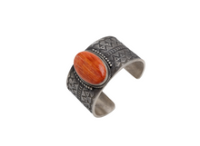 Load image into Gallery viewer, Native American bracelet with a spinner oyster gemstone on a white background
