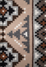Load image into Gallery viewer, Hand-woven Navajo Rug with geometric pattern on a plain white background, side center view
