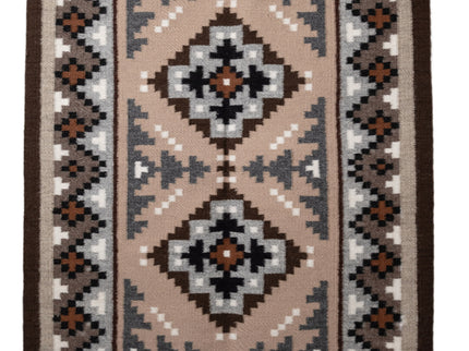 Hand-woven Navajo Rug with geometric pattern on a plain white background, flat view
