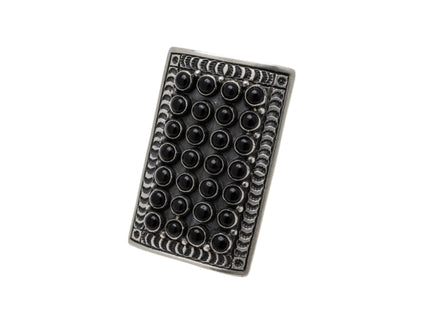 Black Onyx Row Ring on a white background