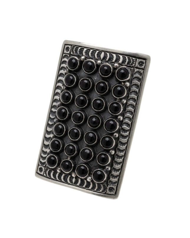Black Onyx Row Ring on a white background