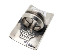 Load image into Gallery viewer, Silver ring with engraved details on a white background
