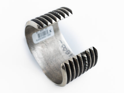 Wide Shadow Stacked Cuff by Navajo Silversmith Harrison Jim