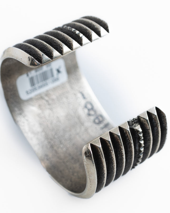 Wide Shadow Stacked Cuff by Navajo Silversmith Harrison Jim
