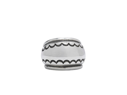Silver Blow-out Design Ring By Navajo Silversmith Harrison Jim