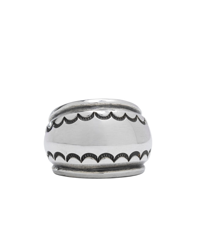 Silver Blow-out Design Ring By Navajo Silversmith Harrison Jim