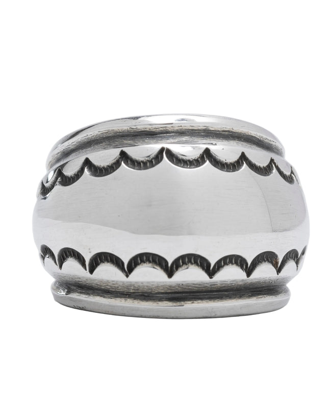 Silver Blow-out Design Ring By Navajo Silversmith Harrison Jim