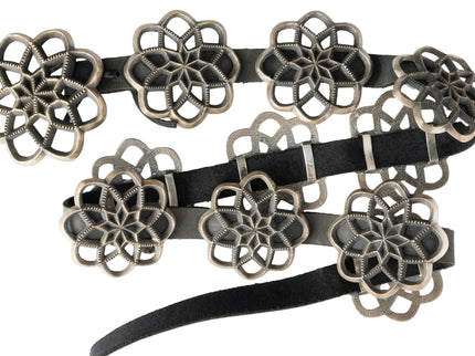 Harrison Jim Navajo Sterling Silver Cast Cut Out Concho Belt