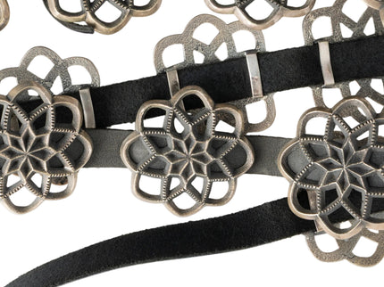 Harrison Jim Navajo Sterling Silver Cast Cut Out Concho Belt