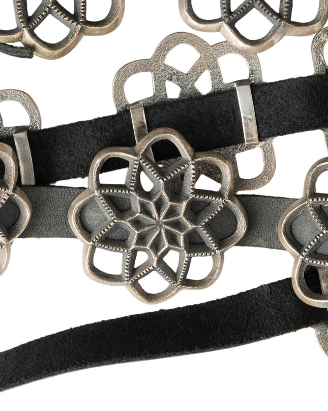 Harrison Jim Navajo Sterling Silver Cast Cut Out Concho Belt