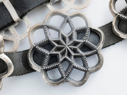 Harrison Jim Navajo Sterling Silver Cast Cut Out Concho Belt