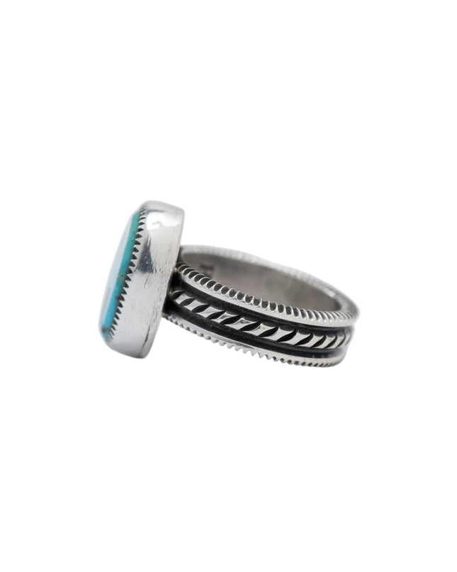 Slim Stamped Band By Navajo Silversmith Harrison Jim