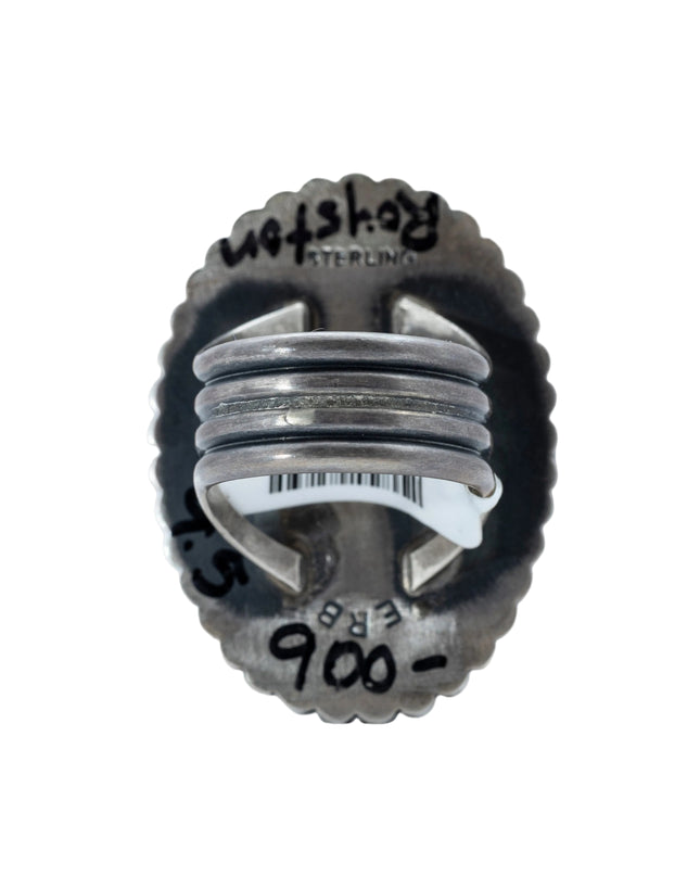 Heavy Gauge Sterling Silver Royston Turquoise Ring By Navajo Silversmith Ernest R. Begay