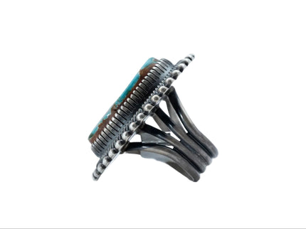 Heavy Gauge Sterling Silver Royston Turquoise Ring By Navajo Silversmith Ernest R. Begay