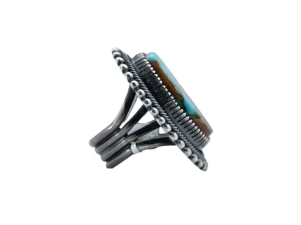 Heavy Gauge Sterling Silver Royston Turquoise Ring By Navajo Silversmith Ernest R. Begay