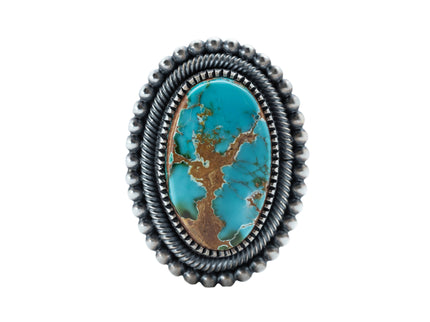 Heavy Gauge Sterling Silver Royston Turquoise Ring By Navajo Silversmith Ernest R. Begay
