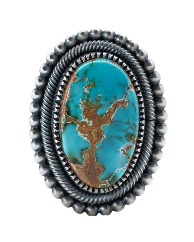 Heavy Gauge Sterling Silver Royston Turquoise Ring By Navajo Silversmith Ernest R. Begay